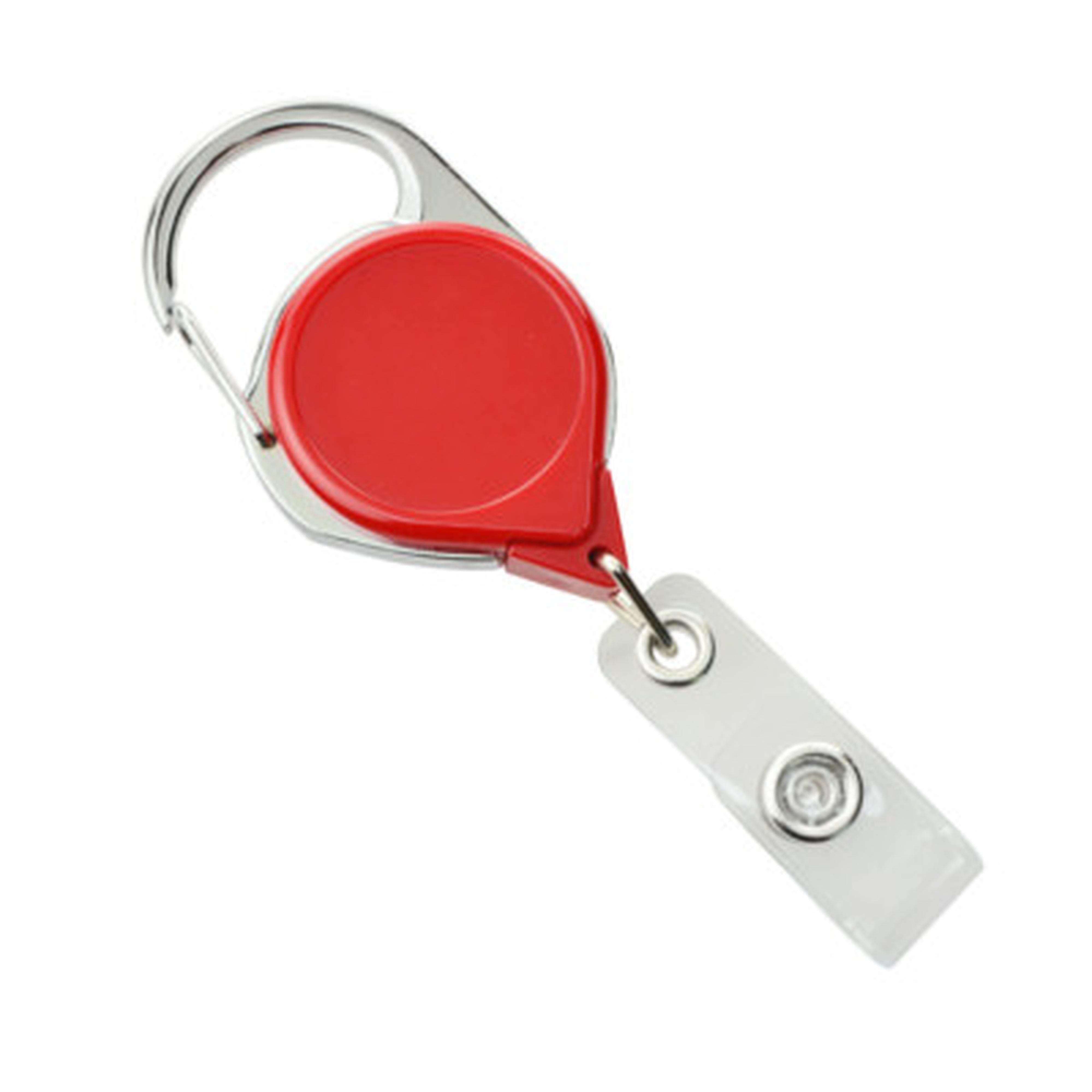 Classic Retractable Red Badge Reel w/ Clear Vinyl Strap - Pack of 100 - 152077R - Easy Badges
