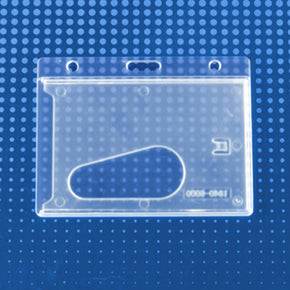 Economy Rigid Plastic Horizontal Side Loading Badge Holder with thumb slot, 3-3/8" x 2-1/8" (frosty finish) - IDenticard.com