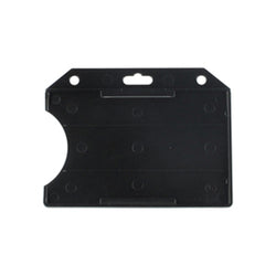 Rigid Plastic Horizontal Open Face Card Retainer [Black] - IDenticard.com