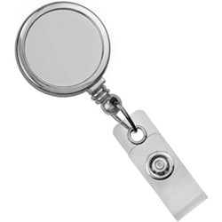 Round Max Label Reel with Strap and Slide Clip Chrome - IDenticard.com