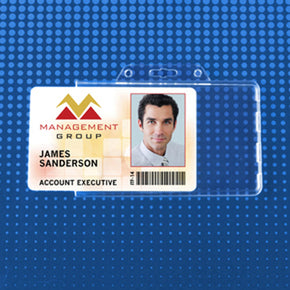 Rigid Plastic Horizontal Permanent Locking Holder, 3.38" x 2.17" - IDenticard.com