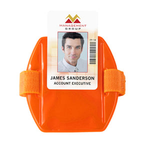 Vertical Vinyl Reflective Arm Band Badge Holder - IDenticard.com