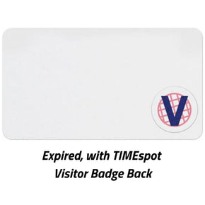 TIMEspot Expiring Visitor Badge FRONT - Pre-Printed "V" (Box of 1000) - IDenticard.com