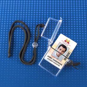 Rigid Plastic Multi-Card Case with Neck Cord [Max. 7 Cards] - IDenticard.com