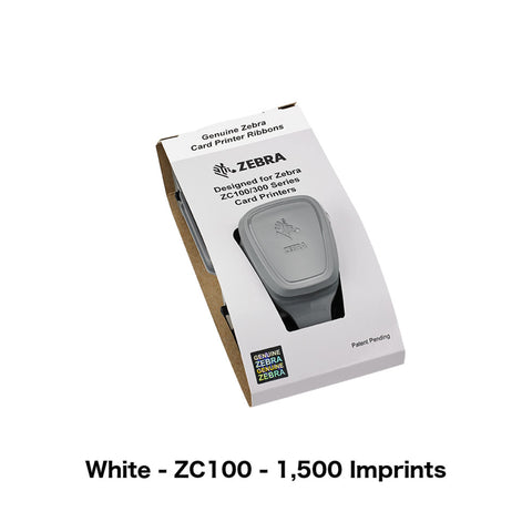 White Printer Ribbon (Zebra ZC100 Series, 1,500 Imprints)