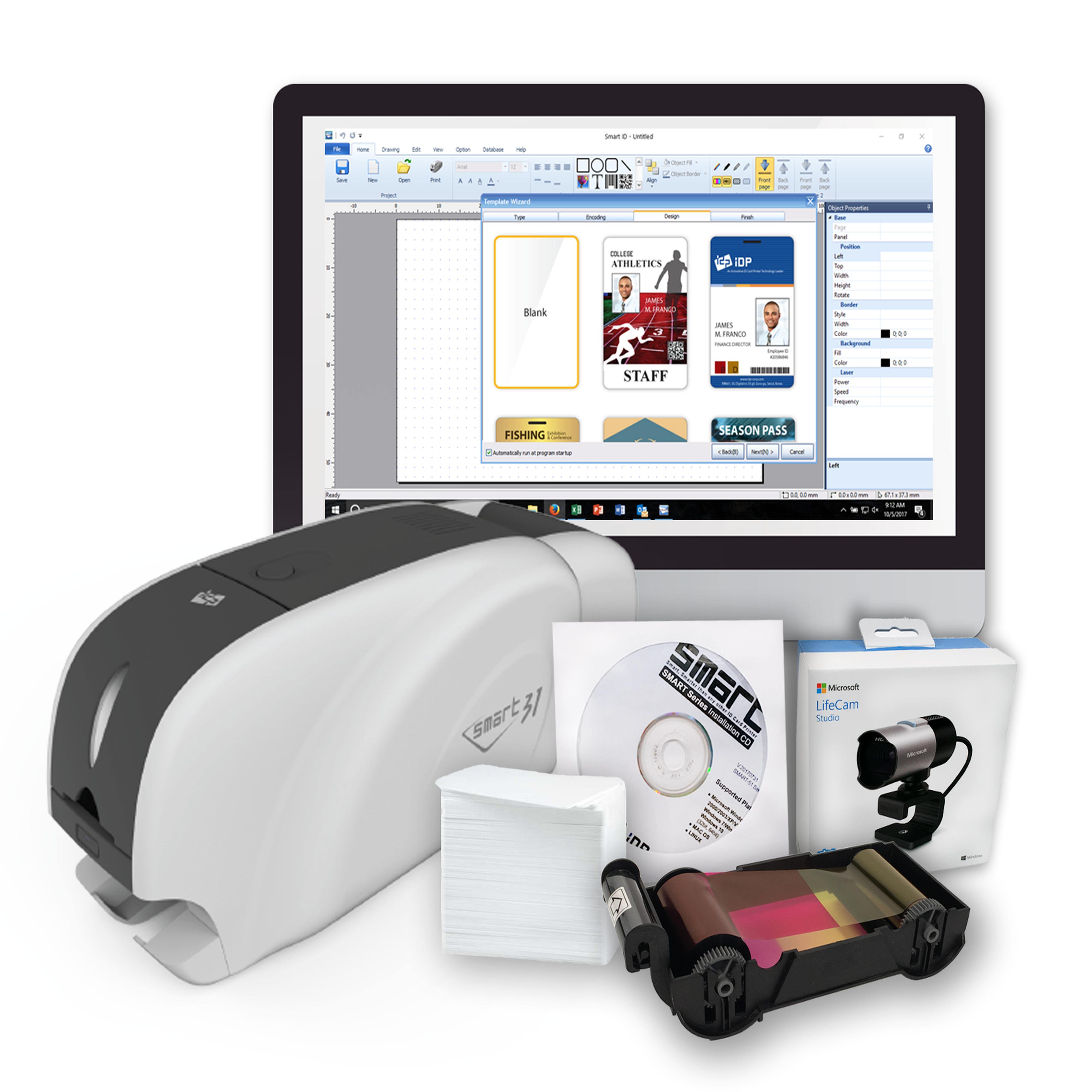 IDP SMART 31 Dual Sided ID Card Printer Bundle