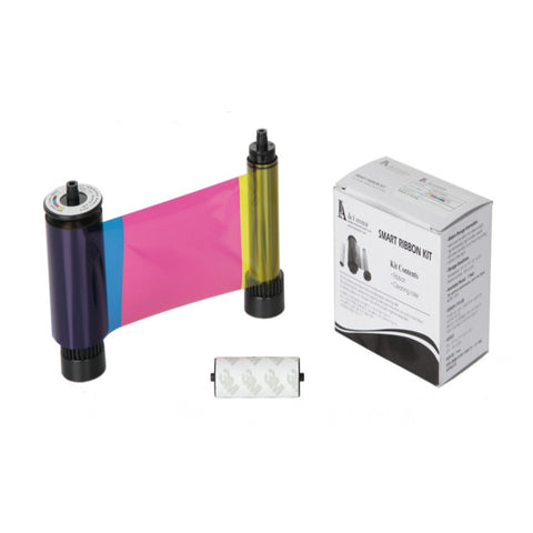 YMCKO Printer Ribbon with Cleaning Roller